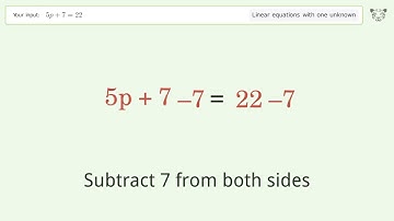 Solve 5p+7=22: Linear Equation Video Solution | Tiger Algebra
