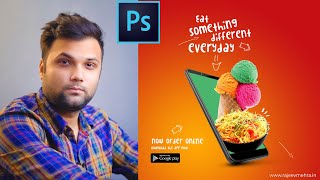 Mobile App Promotion Banner Design Idea-Photoshop Tutorial #10BajeWalaIdea