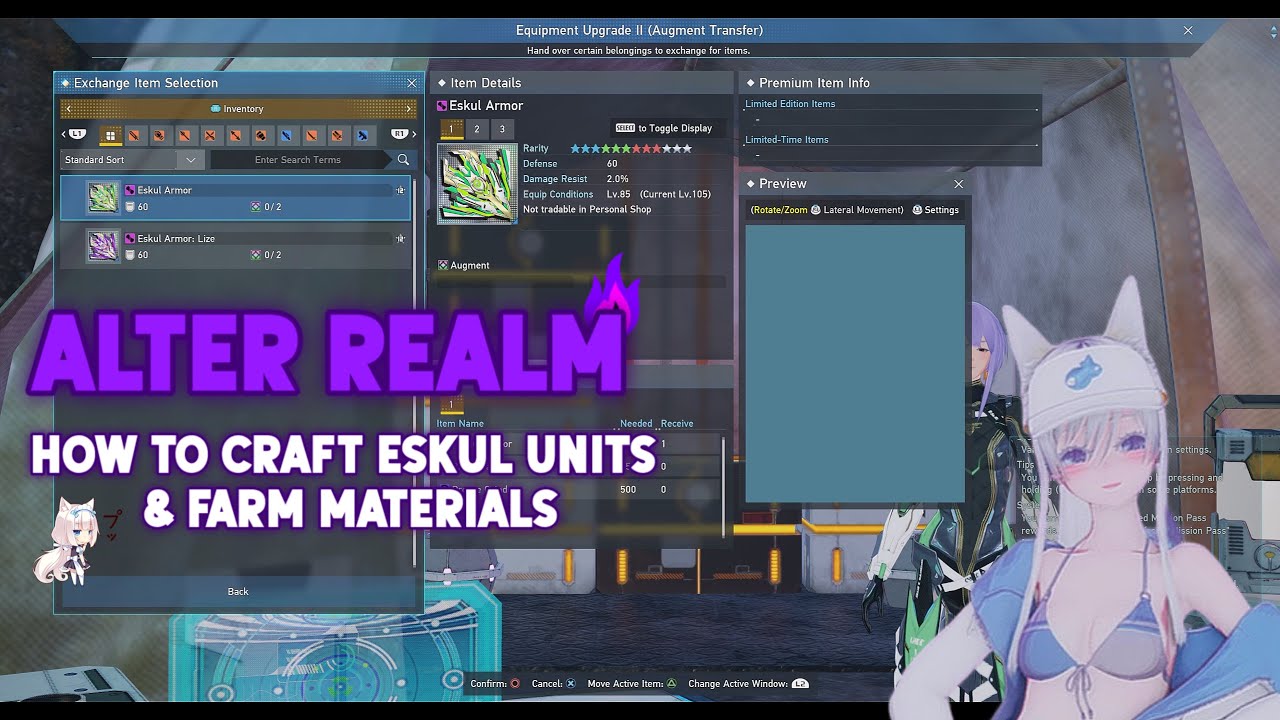 [PSO2:NGS] Alter Realm - How To Craft Eskul Units & Farm Materials