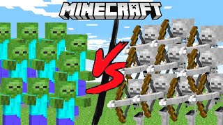 100 ZOMBIES vs 100 SKELETONS in Minecraft Mob Battle