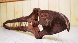 Restoration of rusted electric cable cutters picked up at the scrap yard  successful restoration .
