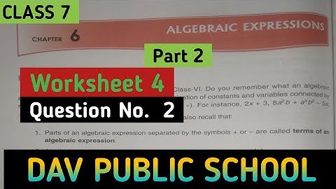 DAV Class 7 Maths Chapter 6 Worksheet 4 || Algebraic Expressions || @madhubanclasses