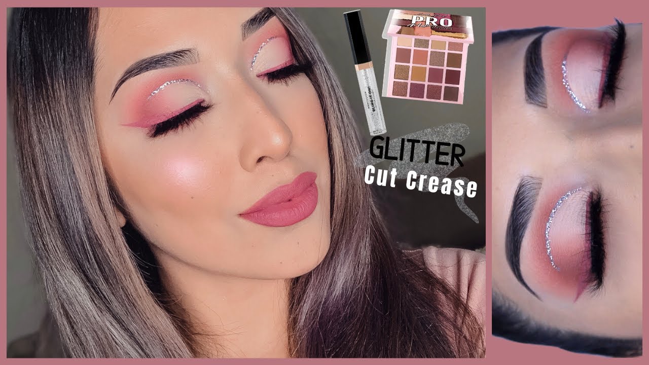Soft Pink Eyeshadow Look Glitter Cut Crease YouTube