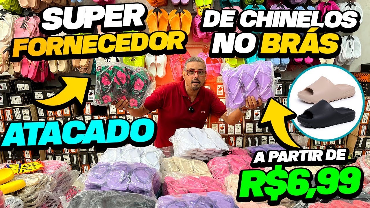🚨 Chinelos a partir de R$6,99 Fonte dos Chinelos no Brás Atacado Loja de Fábrica