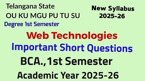 Web Technologies | Important Short Questions | 2025-26 | BCA, 1st Semester | OU KU MGU PU TU SU