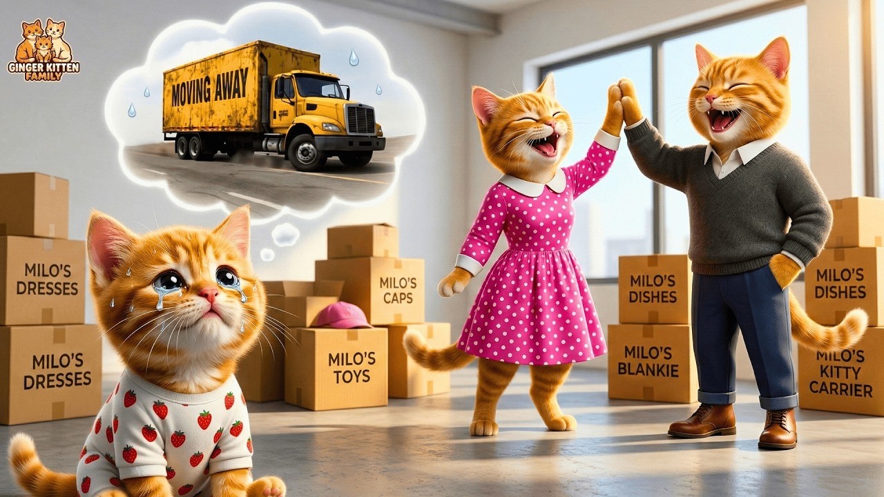 Ginger Kitten Said  I'm Not Moving!  🚫🏠 Mama and Papa Cat did something Unthinkable!🤔