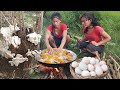 Pick egg and mushroom in forest,Spicy egg Cooking with Mushroom so delicious food