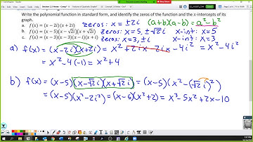 Section 2.5A Notes - Complex Zeros and the Fundamental Theorem of Algebra