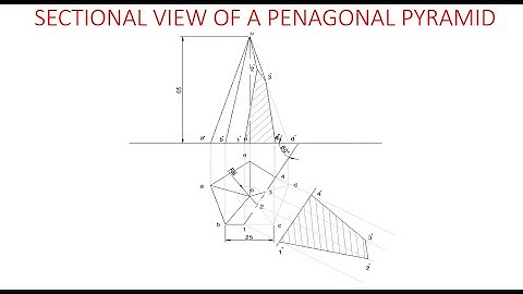 SECTION OF A PENTAGONAL PYRAMID (Section plane inclined to VP and perpendicular to HP)