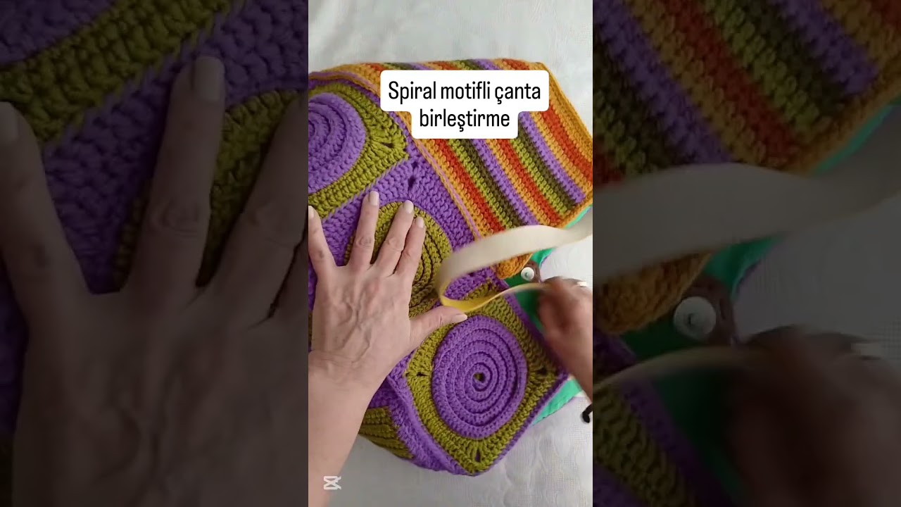 Spiral motifli bulmaca çanta motif birleştirme Part:4