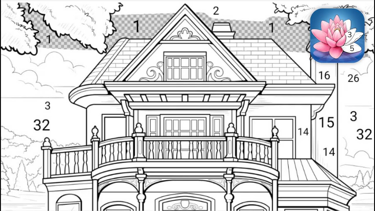 Coloring Games : Large and luxurious house with classic architecture
