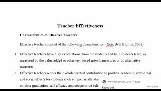 Test Preparation Teacher Effectiveness