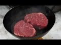 キャンプでステーキ① 国産牛ランプステーキ 　Steak in the camp
