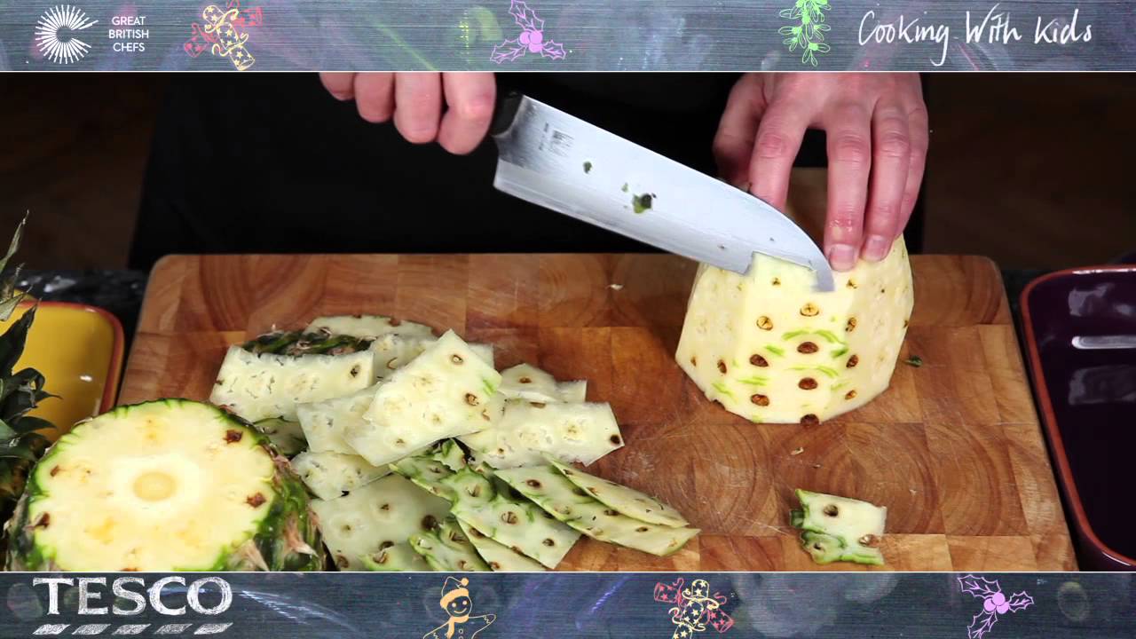 How to prepare a pineapple Cooking with kids YouTube