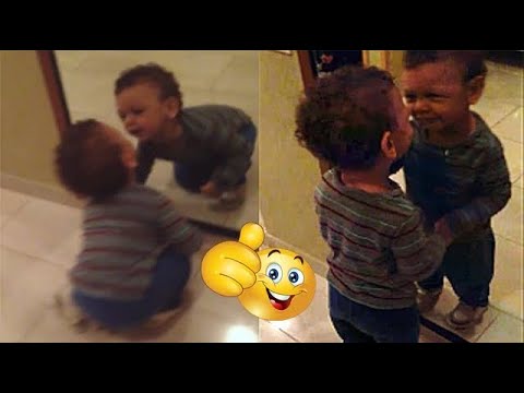 Funny Baby is in Front of Mirror For The First Time and His Hilarious Reaction - Baby Love Funniest