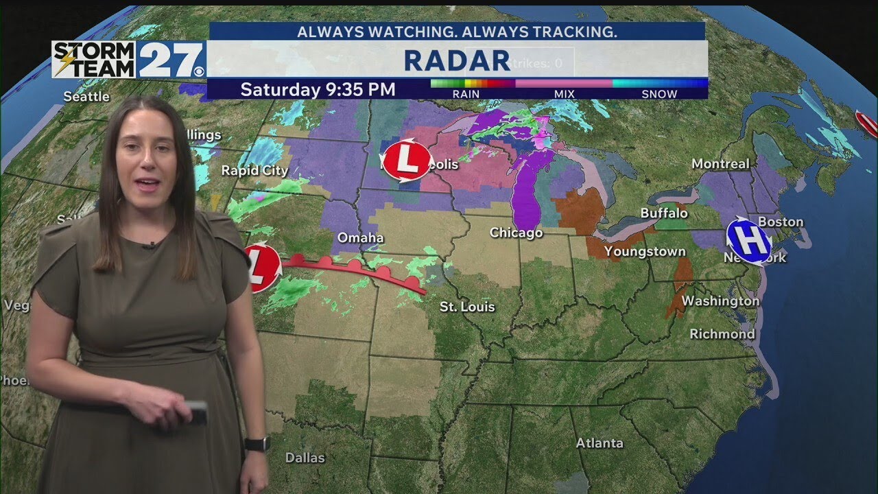 Rain and warmer temperatures Sunday - YouTube
