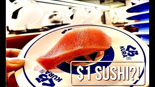 $1 SUSHI?! Conveyor Belt Restaurant experience in Tokyo JAPAN．Reasonable Japanese food【KURA SUSHI】