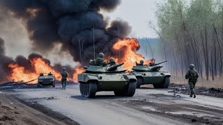 Российская танковая охотничья ракета уничтожила колонну самых известных немецких танков Leopard 2A7