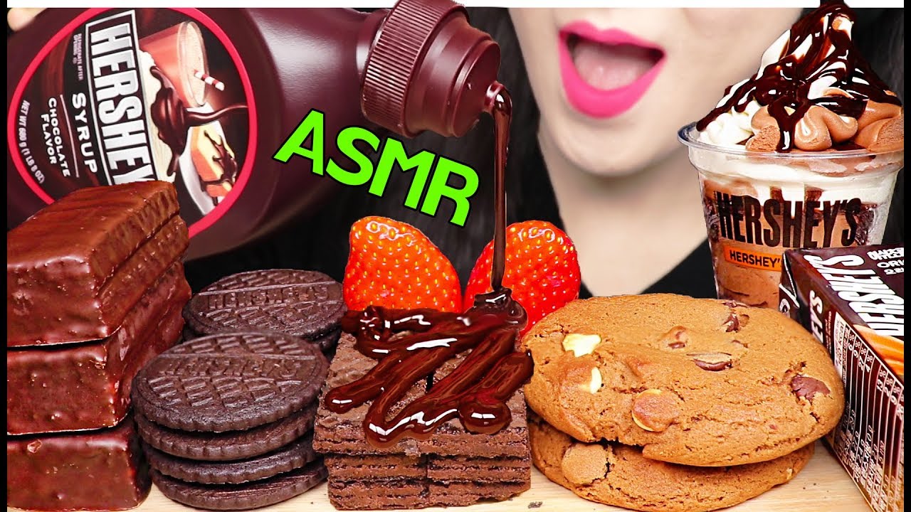 ASMR HERSHEY'S CHOCOLATE FEAST *ICE CREAM, COOKIES 허쉬 초콜렛 파티 먹방 (EATING SOUNDS) NO TALKING MUKBANG