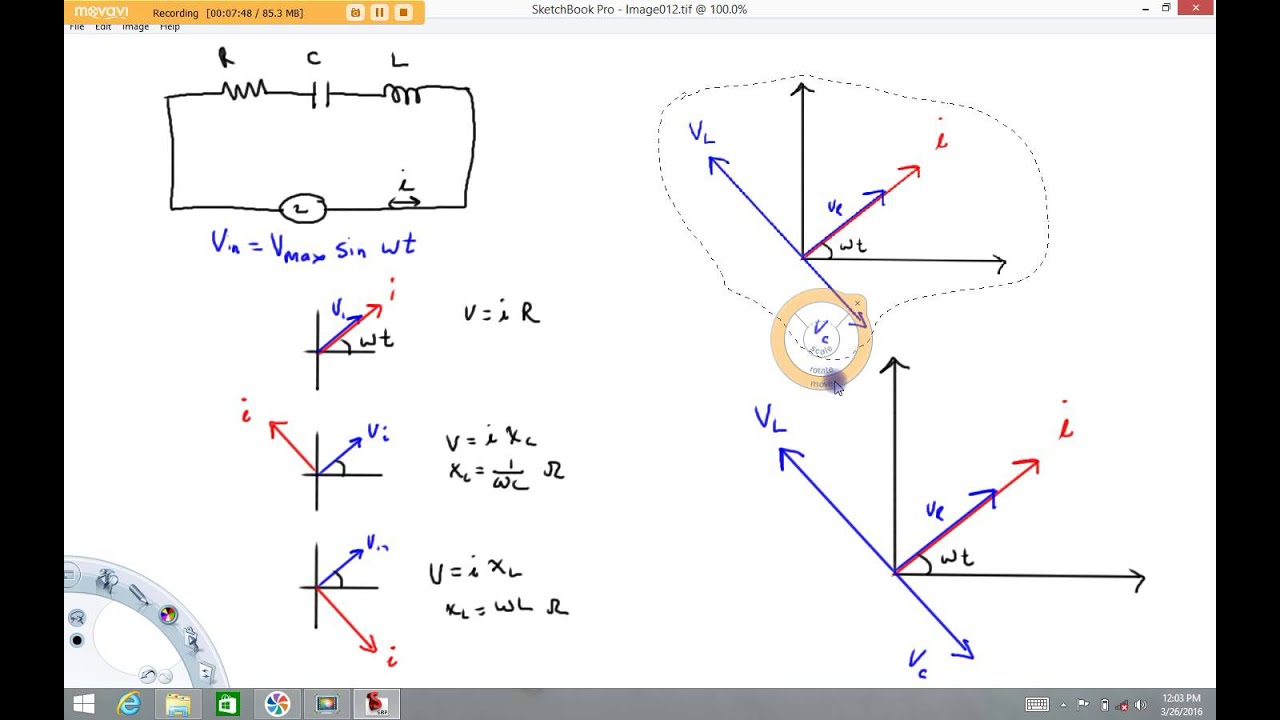 Phasor diagram for LRC circuit - YouTube