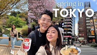 First Day Exploring Tokyo 🌸 | Seeing Cherry Blossoms, 7/11 Breakfast, Shinjuku National Garden