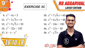 Rs Aggarwal Class 9 | Exercise 3C Q. 16-18 | Chapter 3 Factorisation of Polynomials | Md Sir Class 9