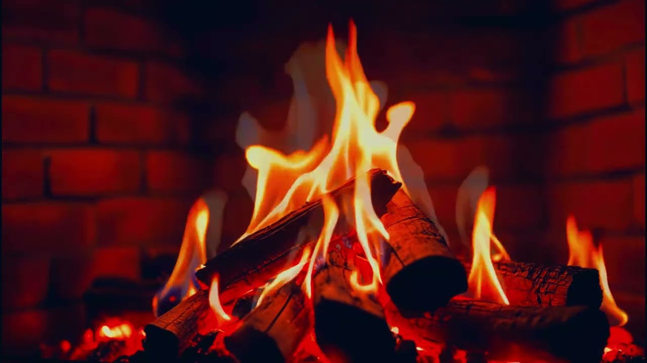🔥Relaxing Fireplace with Red Ember Glow and Soft Crackles | Cozy Fire Sounds for Peaceful Nights.