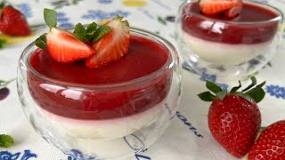 Сливочная ПАННА КОТТА с клубничным желе🍓