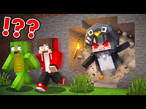 Maizen and  Mikey and  found a tunnel with Gugu gaga Penguin in Minecraft!
