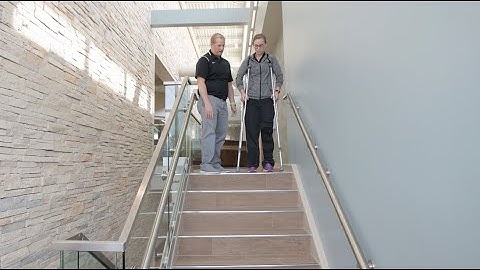 Crutch use: Descending stairs without a handrail