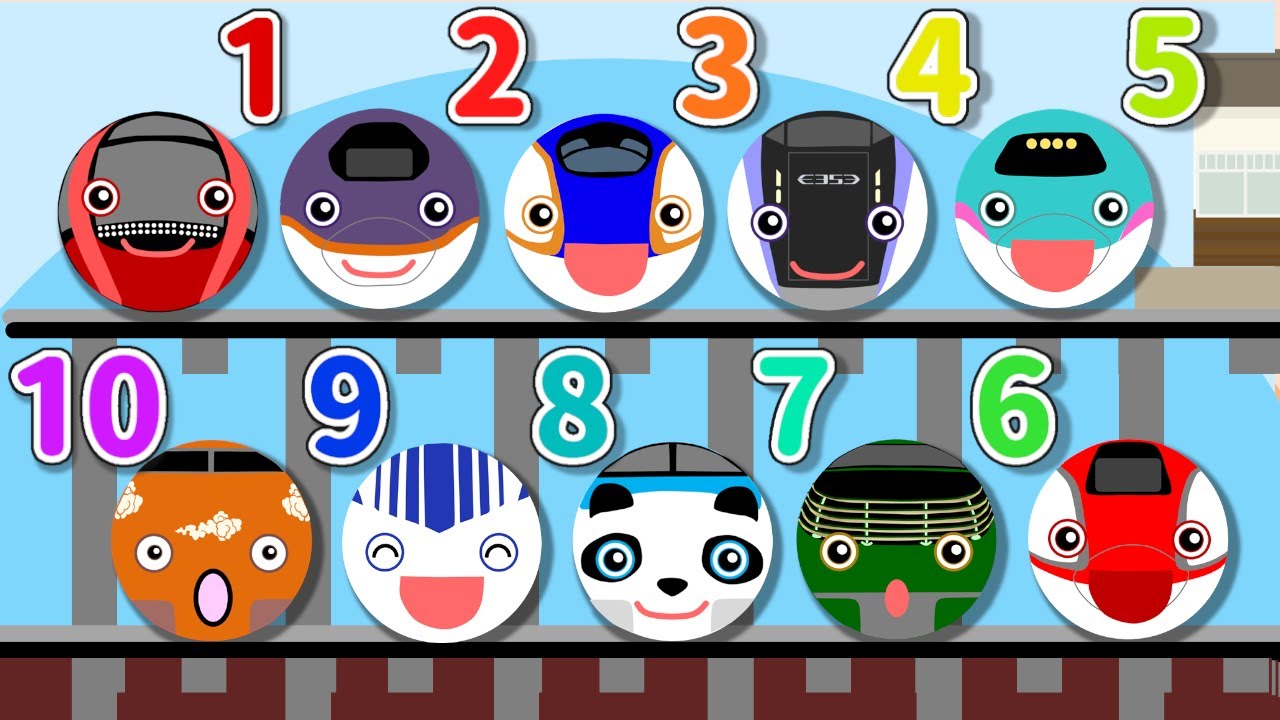 10のでんしゃ【10 in the bed♪替え歌】英語で数をかぞえよう！10 on the rail| 電車アニメ