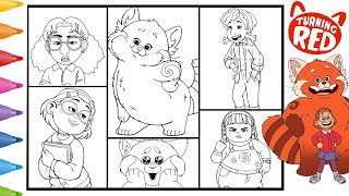 Disney TURNING RED Coloring Page Pixar's Mei Mei Lee & Friends Red Panda  Coloring Book Compilation