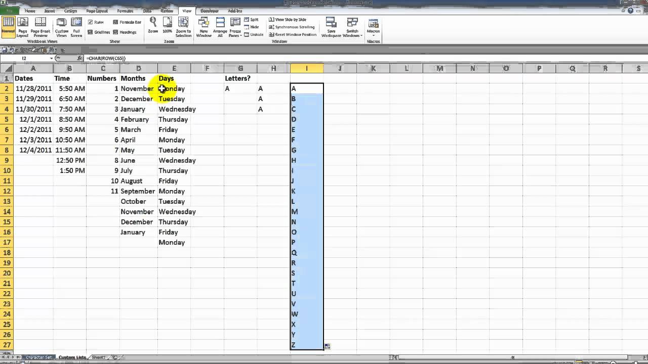 How To Autofill The Letters In The Alphabet In Excel Youtube