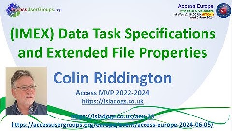 AEU28: IMEX DataTask Specifications and Extended File Properties (Colin Riddington)