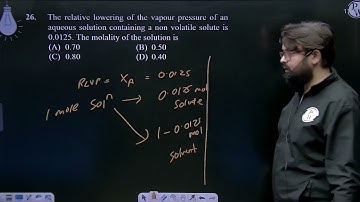 The relative lowering of the vapour pressure of an aqueous solution containing a non volatile so....