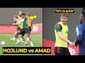 Hojlunds reaction after his duel with Amad Diallo during training ahead Arsenal  Man Utd News