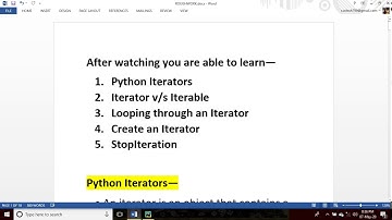 Python Iterators || Create an iterator || StopIteration || iterator v/s iterable || looping iterator