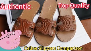 Celine TRIOMPHE LEATHER MULES top quality VS authentic comparison by steven