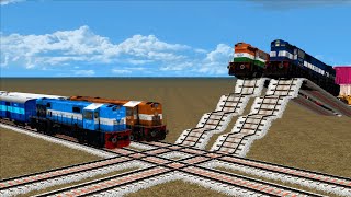 4️⃣ TRAINS JUMPING On ⚠️EXTREME⚠️ UNFINISHED DOUBLE STAIRS Railway  - Train Simulator Game