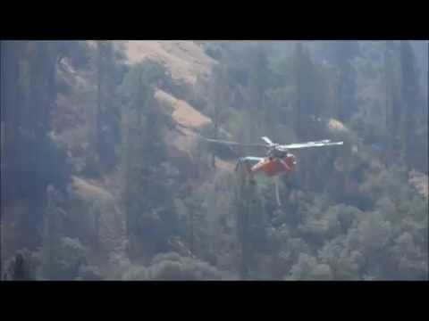 Helicopter-support fighting fire, El Portal, CA 7-27-14