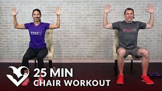 25 Min Chair Exercises Sitting Down Workout - Seated Exercise for Seniors, Elderly, \& EVERYONE ELSE