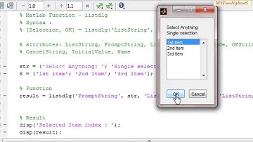 Matlab GUI Function - List Dialog-listdlg( )