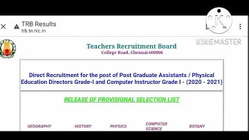 PG TRB Provisional selection list released 13.9.2022