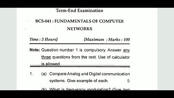 IGNOU BCS-041 FONDAMENTALS OF COMPUTER NETWORK, PREVIOUS YEAR QUESTION PAPER 2020