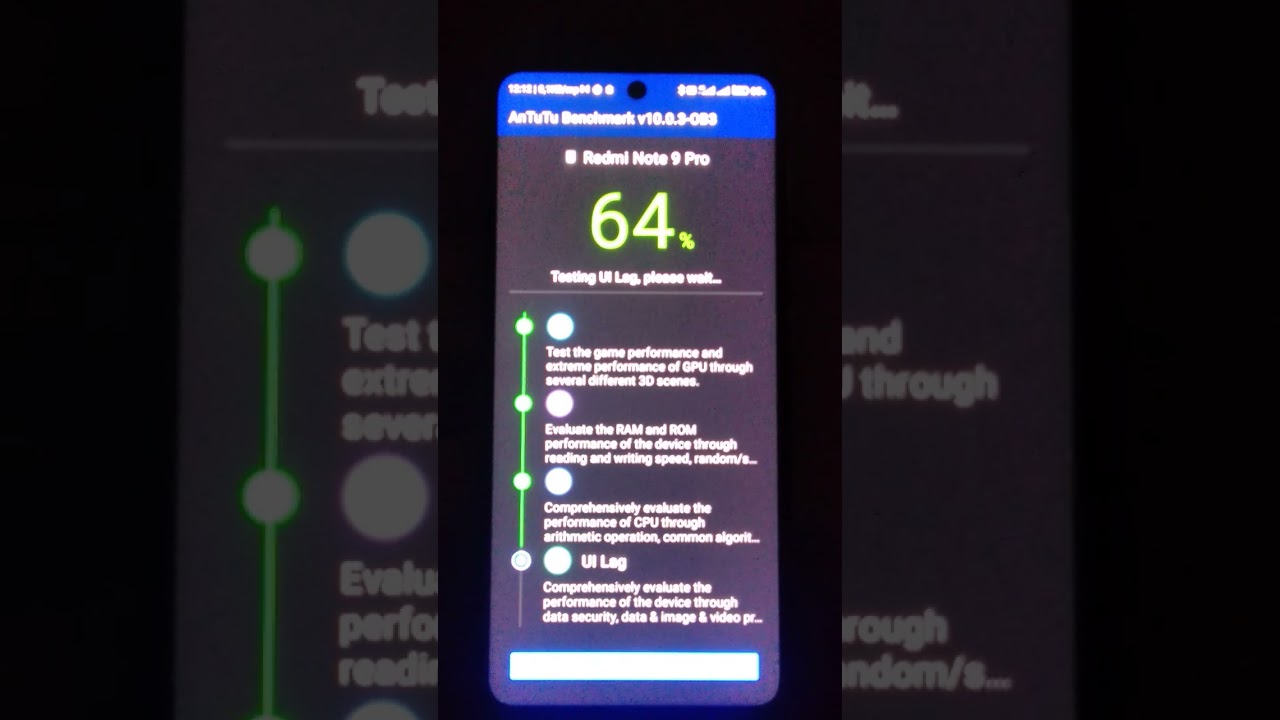 Redmi note 9 pro(2020)  antutu benchmark test time-lapse