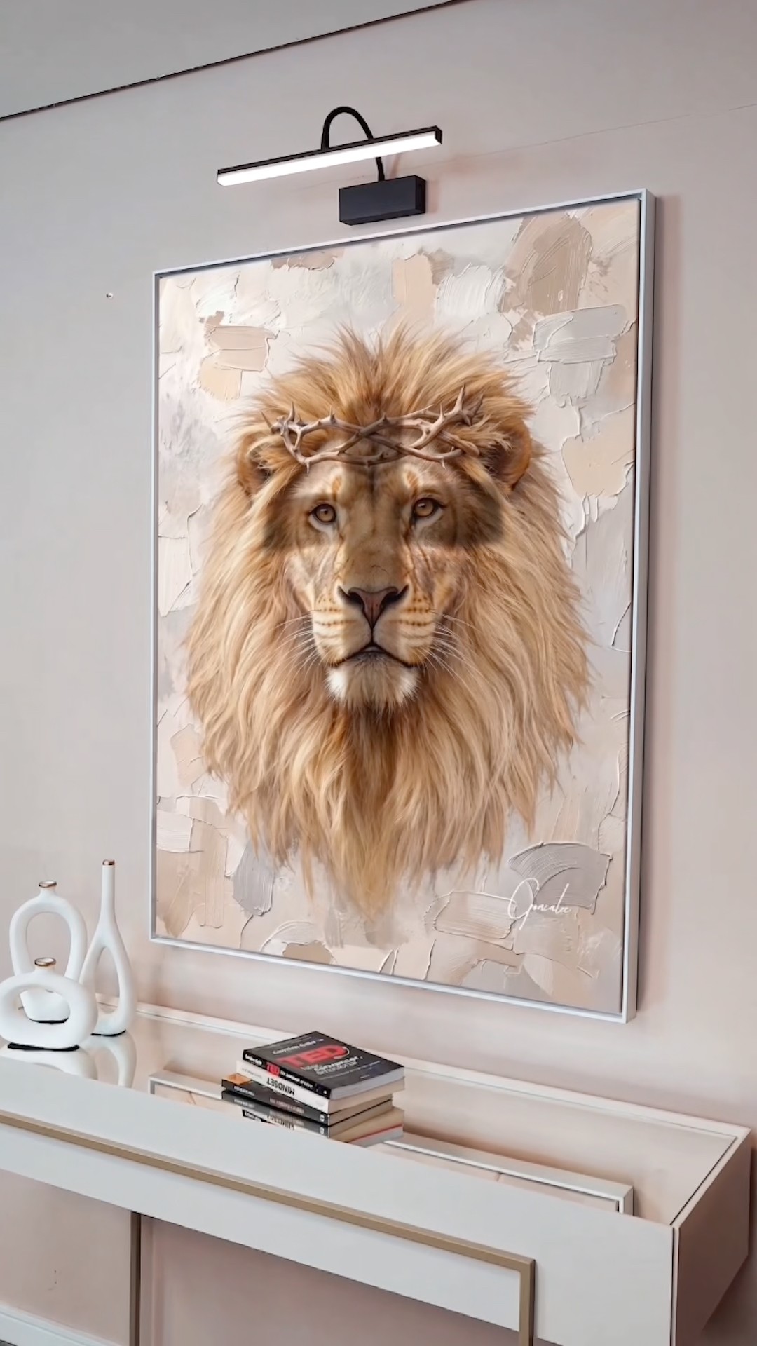 Vídeo de Quadro Leão de Judá - Coleção Cream Art