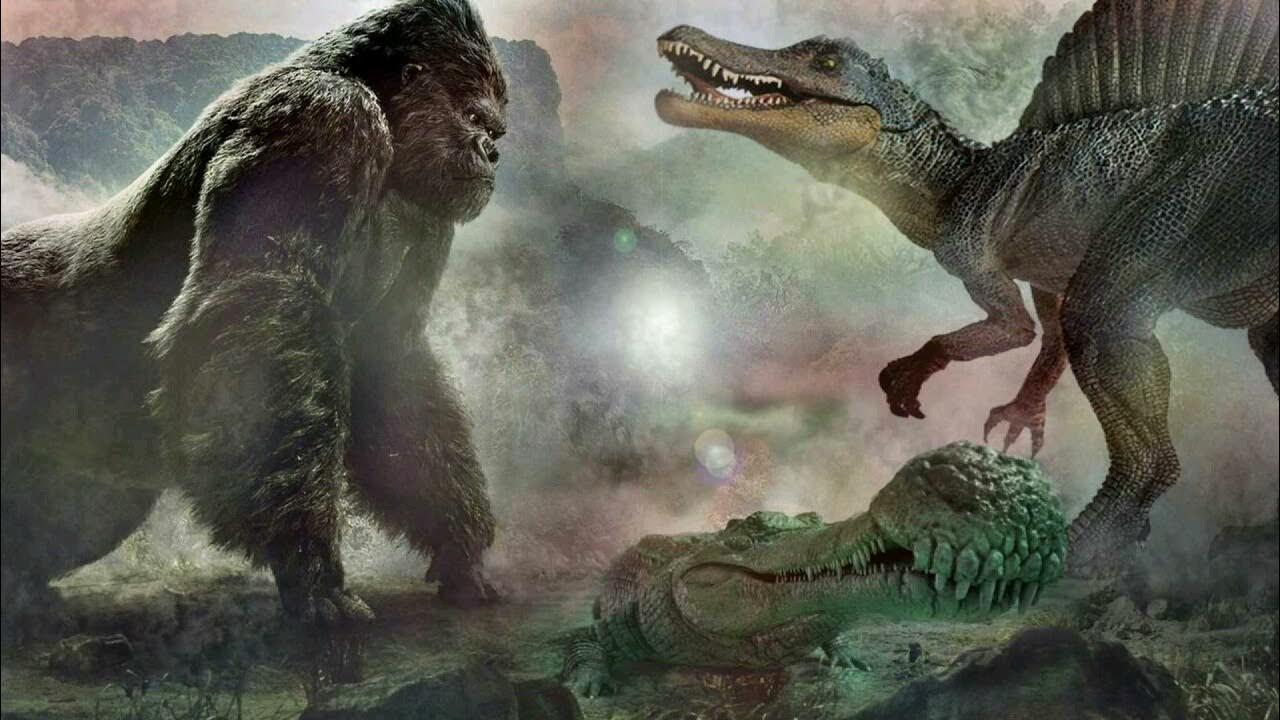 Тирекс спинозавр. Тираннозавр Кинг Конг 2005. Тираннозавр рекс против Спинозавра. Вастатозавр Кинг Конг 2005. Кинг Конг 2005 против динозавра.