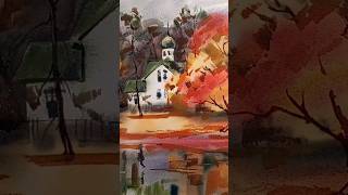 Рисуем осень, быстрый способ #watercolor #painting #арт #акварель #скетч #осень