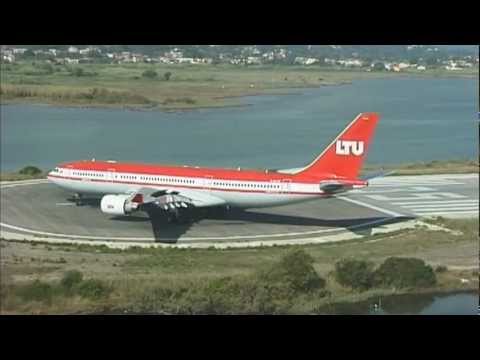 Amazing airplane taxi pirouette LTU Airbus A330-223 Corfu airport (Greece)