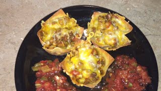 Easy Wonton Taco Cups Recipe